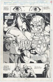 George Perez - Infinity Gauntlet #2, pg. 11 - Thanos with Infinity Gauntlet by George Perez & Joe Rubinstein - Planche originale