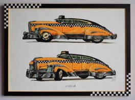 Illustration originale - Ledroit - Sha - Dessin Préparatoire Taxi Blindé