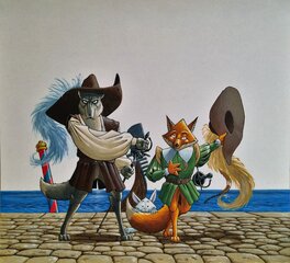 Jean-Luc Masbou - Superbe Illustration De capes et de crocs avec nos 3 compères :) - Illustration originale