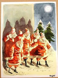 Tronchet - Troupe de Pères Noël - Illustration originale