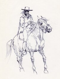 Jean Pape - Zorro à cheval - Œuvre originale