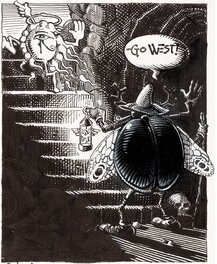 Rick Griffin - Rick Griffin Zap Comix "Go West" Illustration Original Art - Planche originale