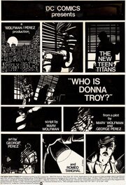George Perez - The New Teen Titans #38 title page "Who is Donna Troy?" - Comic Strip