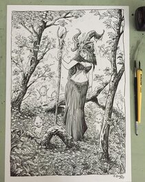 François Gomès - The witch - Illustration originale
