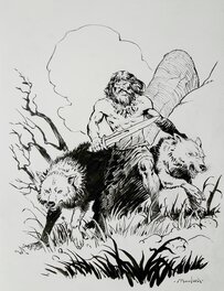 Régis Moulun - 2 loups pour l'Homme - Illustration originale
