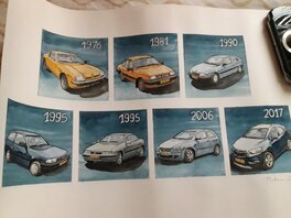 Patrick Van Oppen - Opel Manta Ascona Kadett Astra Calibra Corsa MokkaX - Original Illustration
