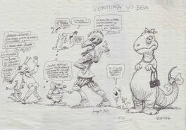 Enrique Ventura - Ventura vs Bea sur la nappe une nuit de 2006 à Madrid. - Œuvre originale