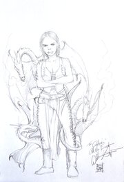 Will Simpson - Daenerys et ses bébés dragons - Illustration originale