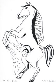 Kamagurka - Shower Horse (étude) - Illustration originale