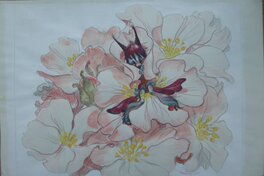 Claire Wendling - Petite fee dans les fleurs - Illustration originale