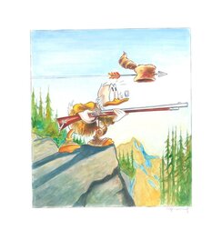 Tony Fernandez - Oncle Donald inspiré par Davy Crockett - Original Illustration
