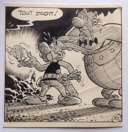 Uderzo Astérix et Obélix Case Originale inédite Encre de Chine - BD Les 12 Travaux D'Astérix 1976 Uderzo Astérix et Obélix Case Originale inédite Encre de Chine - BD Les 12 Travaux D'Astérix 1976