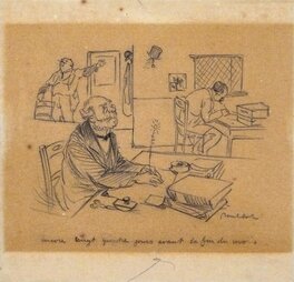 Francisque Poulbot - Glorification du travail de bureau - Original Illustration