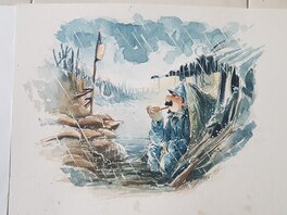 Marko - Soldat dans tranchée 1914 (bd les Godillots ) - Illustration originale