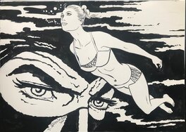 Giorgio Montorio - Diabolik et Eva - dessin inédit - Original Illustration