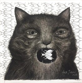 Ana Juan - Diptych cats (Homenaje a Eduardo Arroyo - Illustration originale