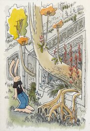 Lewis Trondheim - Chez le fleuriste - Illustration originale