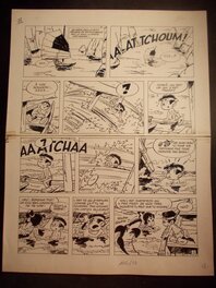 Lucien De Gieter - Tôôôt et Puit, « Tôôôt, Puit et le Vétérinaire », planche d'incipit, 1967. - Comic Strip