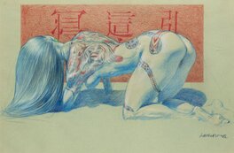 Illustration originale - Femme au naja.