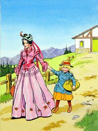 Jesús Blasco - Couverture d'une histoire de Heidi parue au Royaume-Uni - Illustration originale
