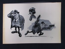 Thomas Frisano - De Mesmaeker et Gaston Lagaffe en truands-hommage a Franquin - Comic Strip