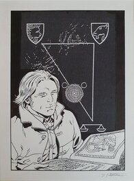 Denis Falque - Le Triangle secret - Ex libris - Illustration originale