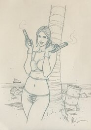 Nicolas Malfin - Amber à la plage - Illustration originale