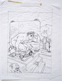 Madman card sketch featuring Frank and Manhog - Jim Woodring