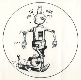 Illustration originale - 1986 - Gil et Georges, "La machine perplexe"