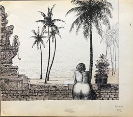 unknown - Femme au balcon - Original Illustration