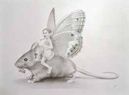 Erlé Ferronnière - La fée sur la souris - Illustration originale
