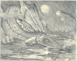 Régis Moulun - Dragon and Lady - Illustration originale