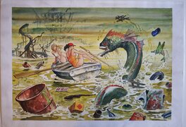 Milo Manara - La discarica marina - Illustration originale