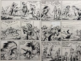Enzo Chiomenti - Chiomenti, Blek le Roc, La Grande Cavalcade, diptyque des planches n°15 et 16, Spécial KIWI#2, 1960. - Planche originale