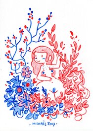 Mickael Roux - Mickaël Roux - Cyann en rouge et bleu - Original Illustration