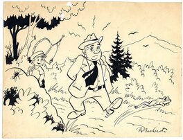 Raymond Macherot - Dessin journal Tintin 1953 no 33 - Planche originale