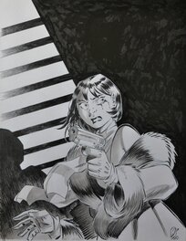 Pierre Alary - Silas Corey -  Marthe tenant un pistolet - Illustration originale