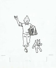 Hergé - 1964 - Tintin et Milou : Couverture du Catalogue Casterman - Illustration originale