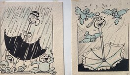 Claude Marin - L’Ombrelle et le parapluie - Original Illustration