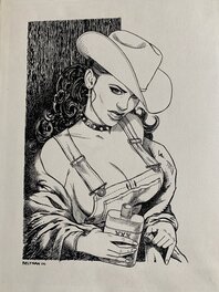 Fred Beltran - Belran cow girl superbe - Illustration originale