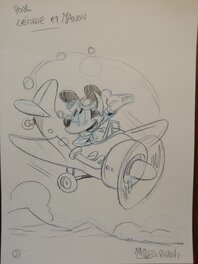 Fabrizio Petrossi - Mickey dans son avion - Illustration originale