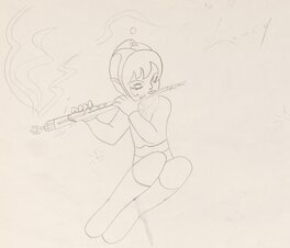 Shingo Araki - Ulysse 31 Genga Original : Thémis à la flute - Original art