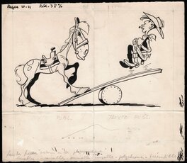 Morris - Lucky Luke - illustration  pour le catalogue publicitaire des objets en latex Spirou - Planche originale