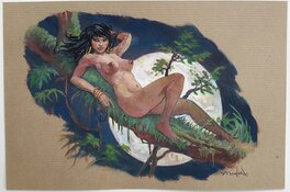 Régis Moulun - Jungle girl - Illustration originale