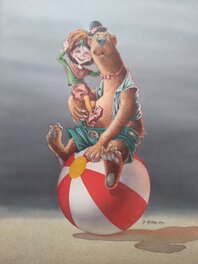 Jean-Baptiste Andréae - Ours et ballon - Original Illustration