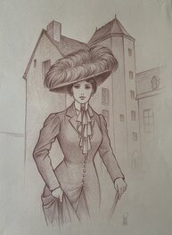 Laurent Paturaud - Mata Hari en élégante - Original Illustration