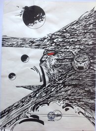 Philippe Druillet - Druillet Guerrier Galactique MÉTAL HÉROS Encre de Chine illustration Planche Originale - Illustration originale