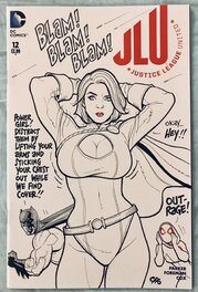 Frank Cho - F. Cho sketch cover with Batman and Power Girl (Sold) - Couverture originale