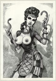 Fred Beltran - La déesse aux serpents - Illustration originale