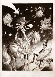 Philippe Foerster - Lucky Luke - De l'autre côté de la Frontière- Hommage à Morris par Foerster Philippe - Original Illustration